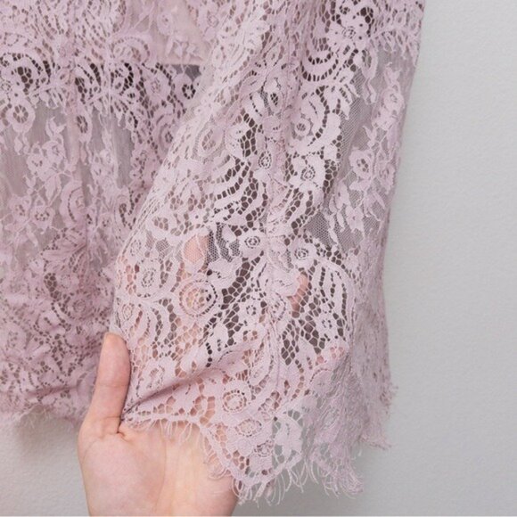 Keepsake The Label Sense Lace Midi Dress 10 Pink Sheer Sweetheart Tie Sleeve - Picture 9 of 13